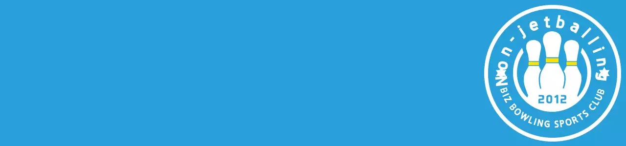 A clean, light blue, white, and yellow bowling illustration with an emblem logo for a bowling sports club.