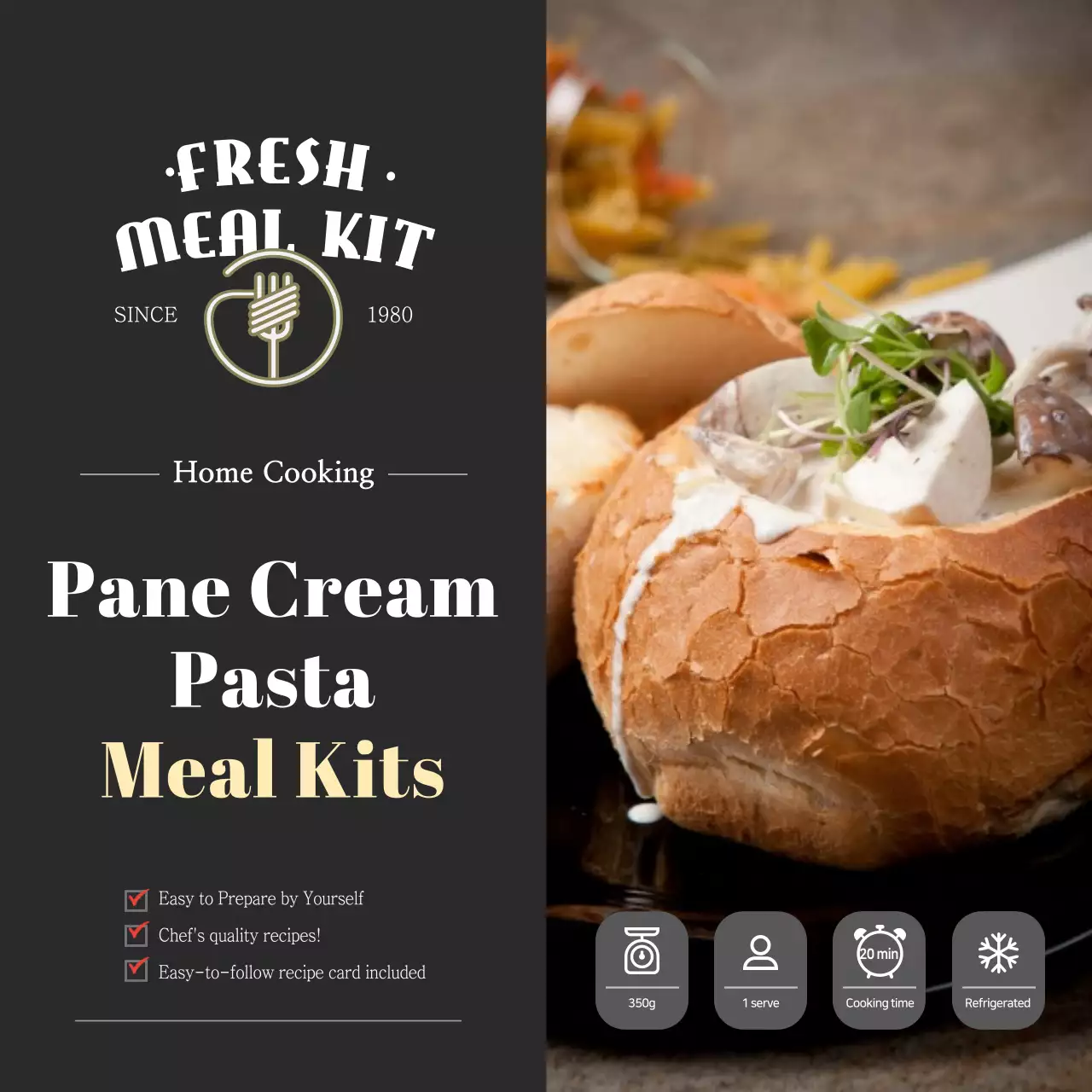 Black Classic Pasta Promotion Instagram Post