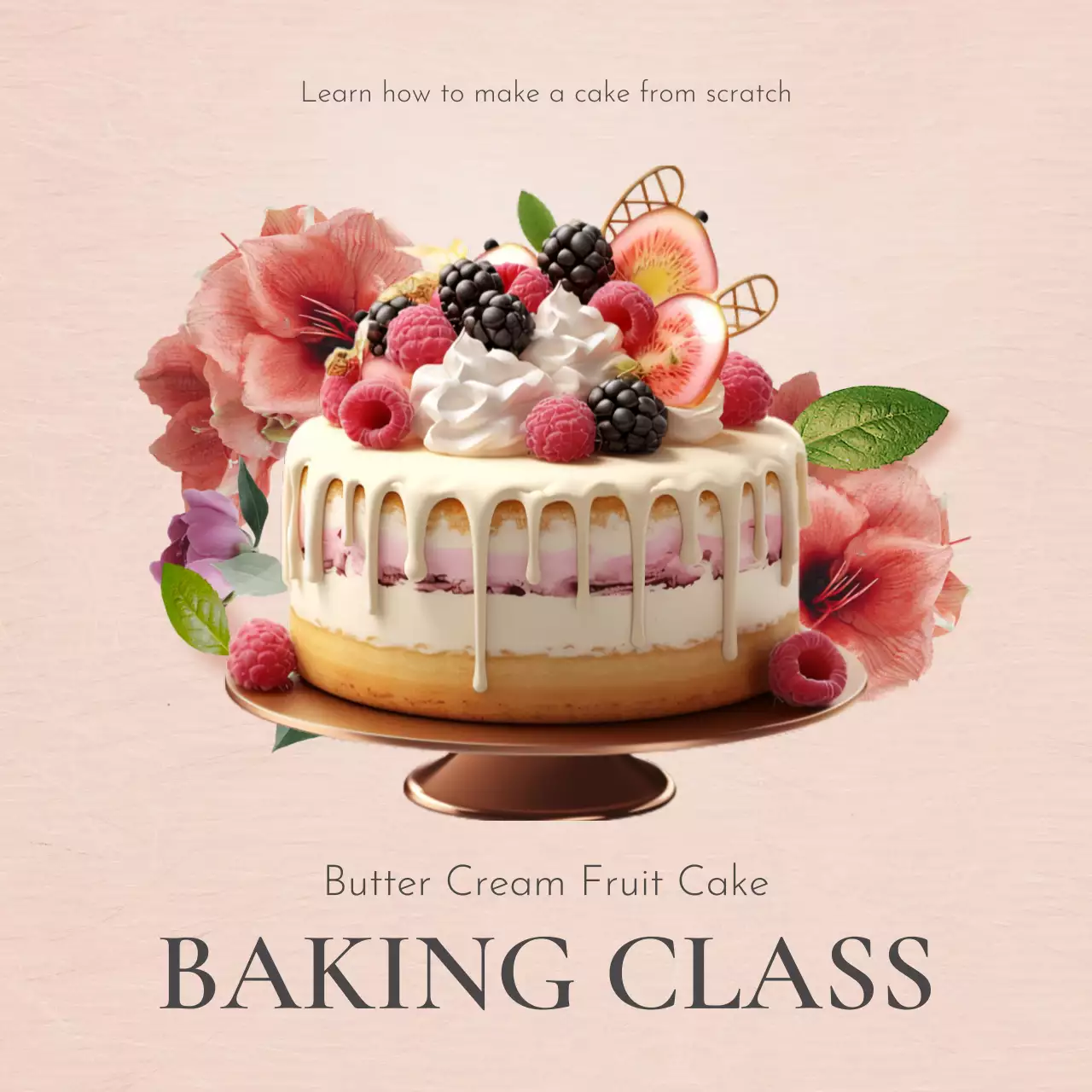 Pink Elegant Baking Class Invitation Instagram Post