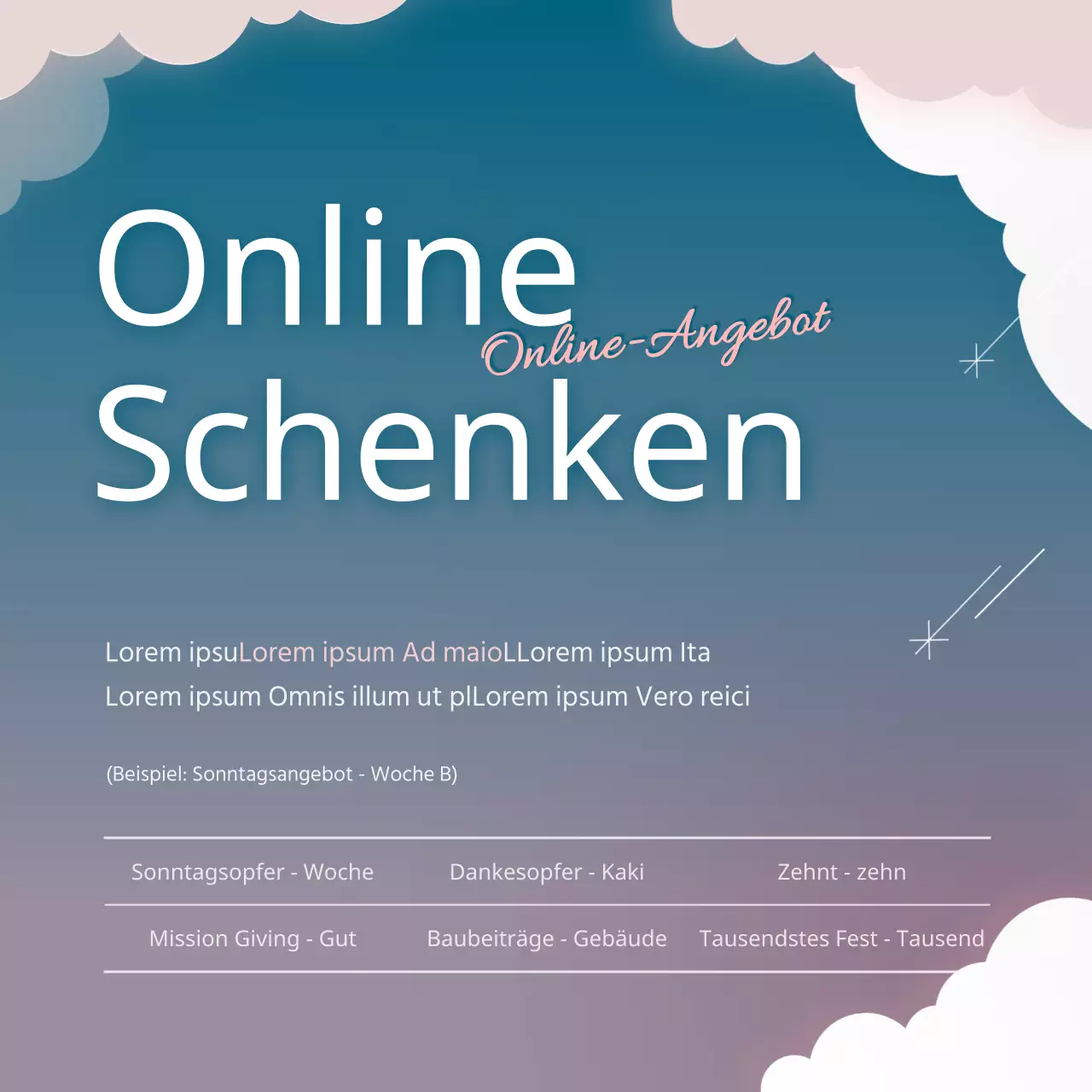 Kirchenmotiv mit blau-violetter Himmelsillustration mit Farbverlauf