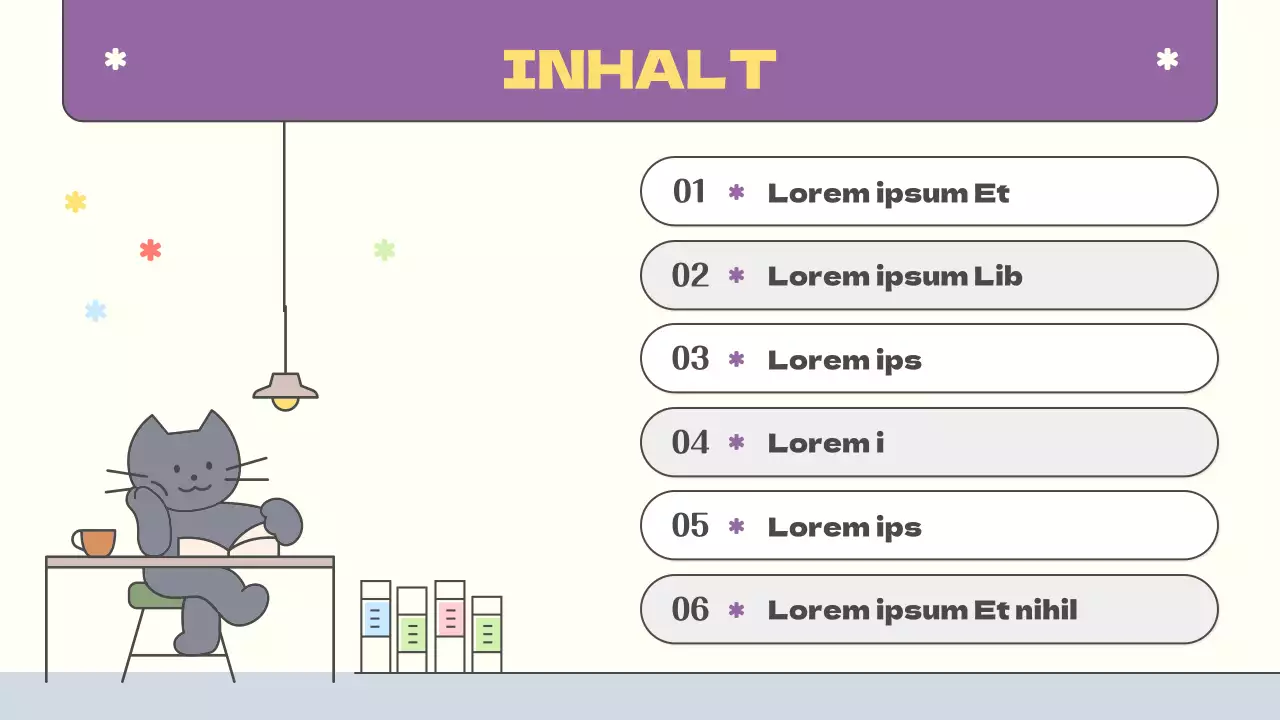 Kitschige Publikationsplanung in Gelb und Lila Kursunterlagen