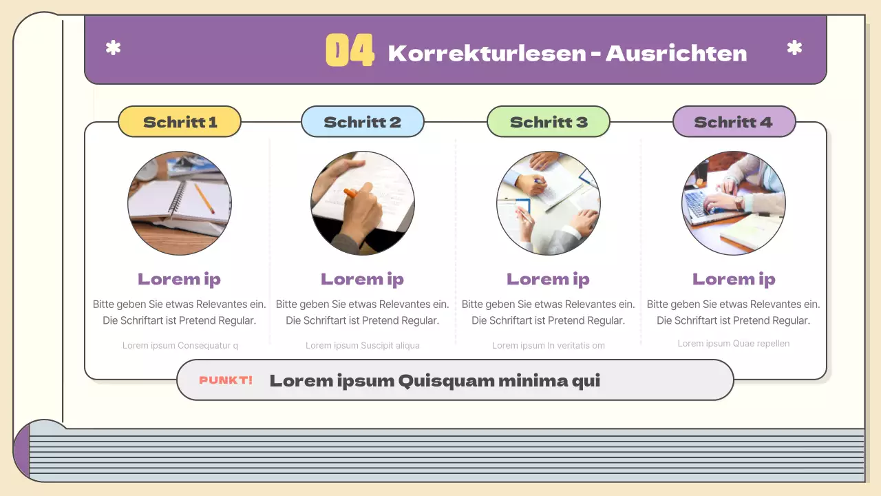 Kitschige Publikationsplanung in Gelb und Lila Kursunterlagen