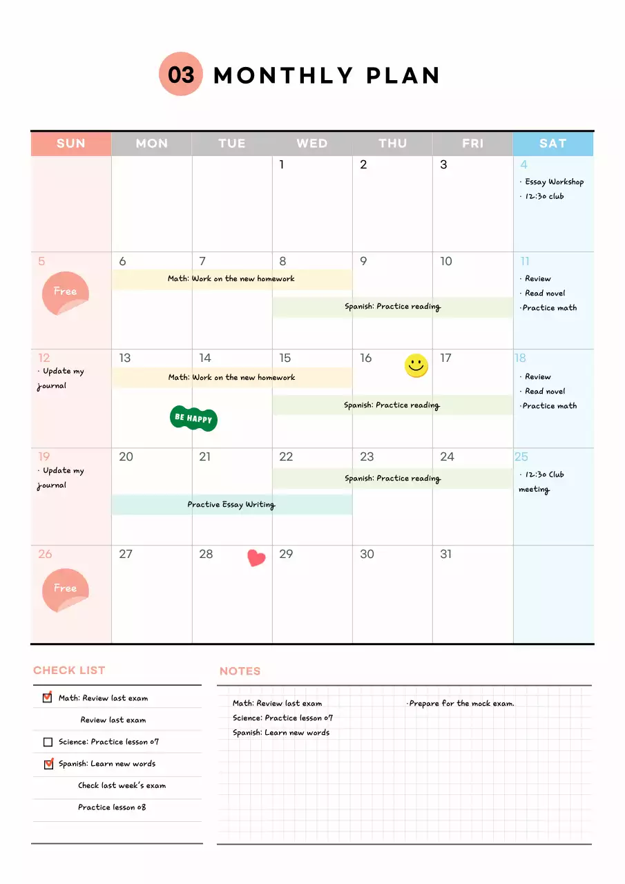 Beige Simple Calendar Planner