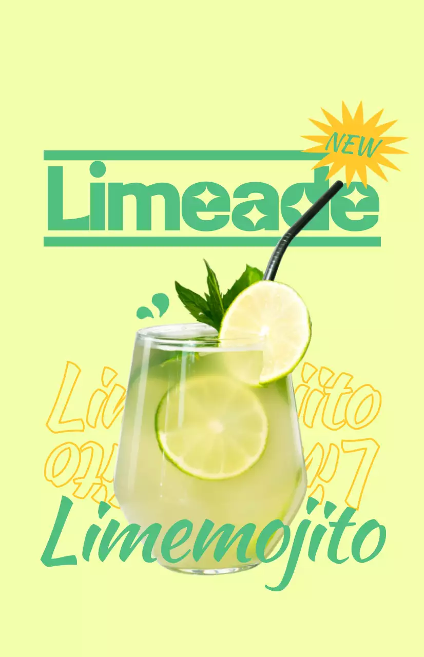 Promote a cafe menu with colorful, illustrated drink images and text