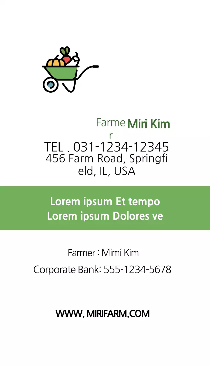 Cartão de Visita Fazenda Minimalista Verde