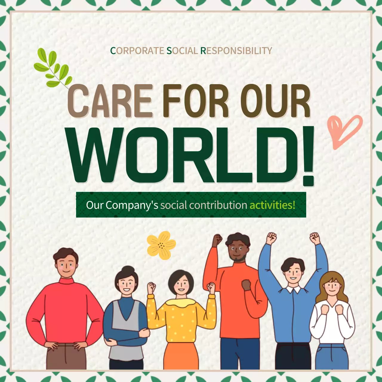 Green Modern Csr Announcement Instagram Carousel