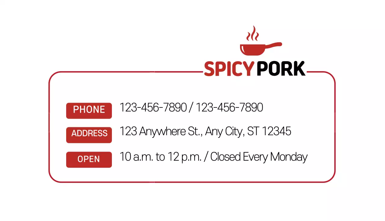 Red Modern Restaurant Promotion Business Card