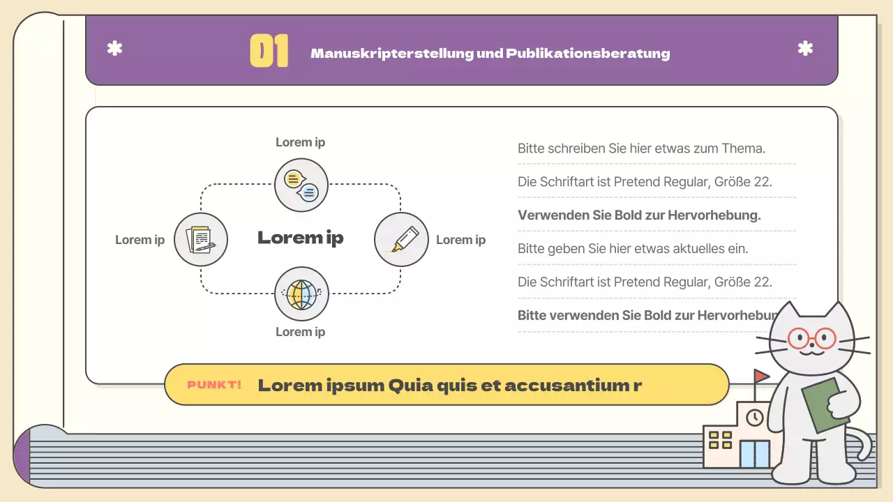 Kitschige Publikationsplanung in Gelb und Lila Kursunterlagen