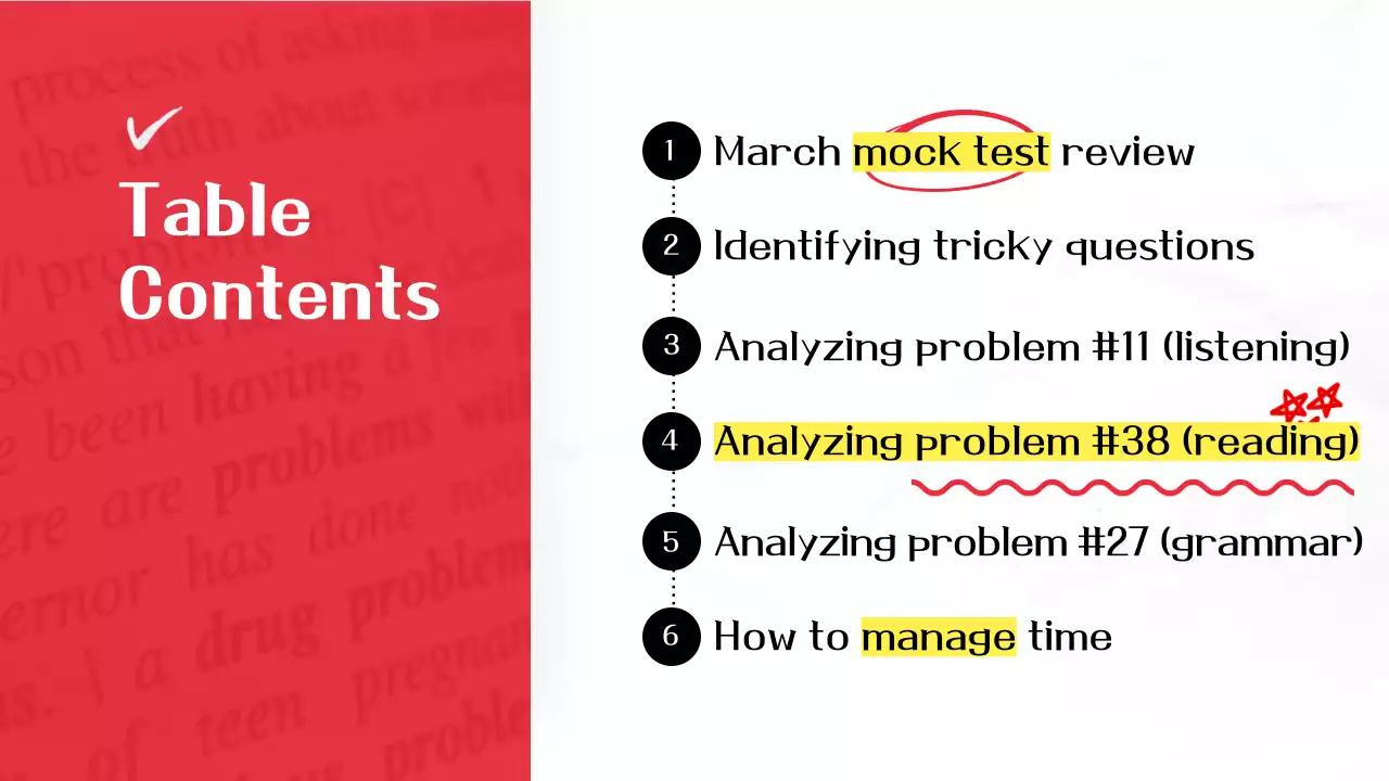 빨간색 포인트의 시험지 심플 모던한 문제풀이