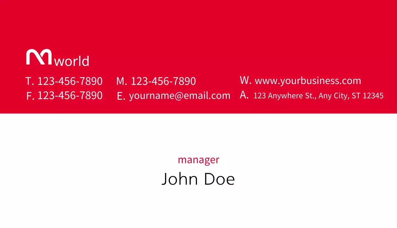 Corporate manager business card