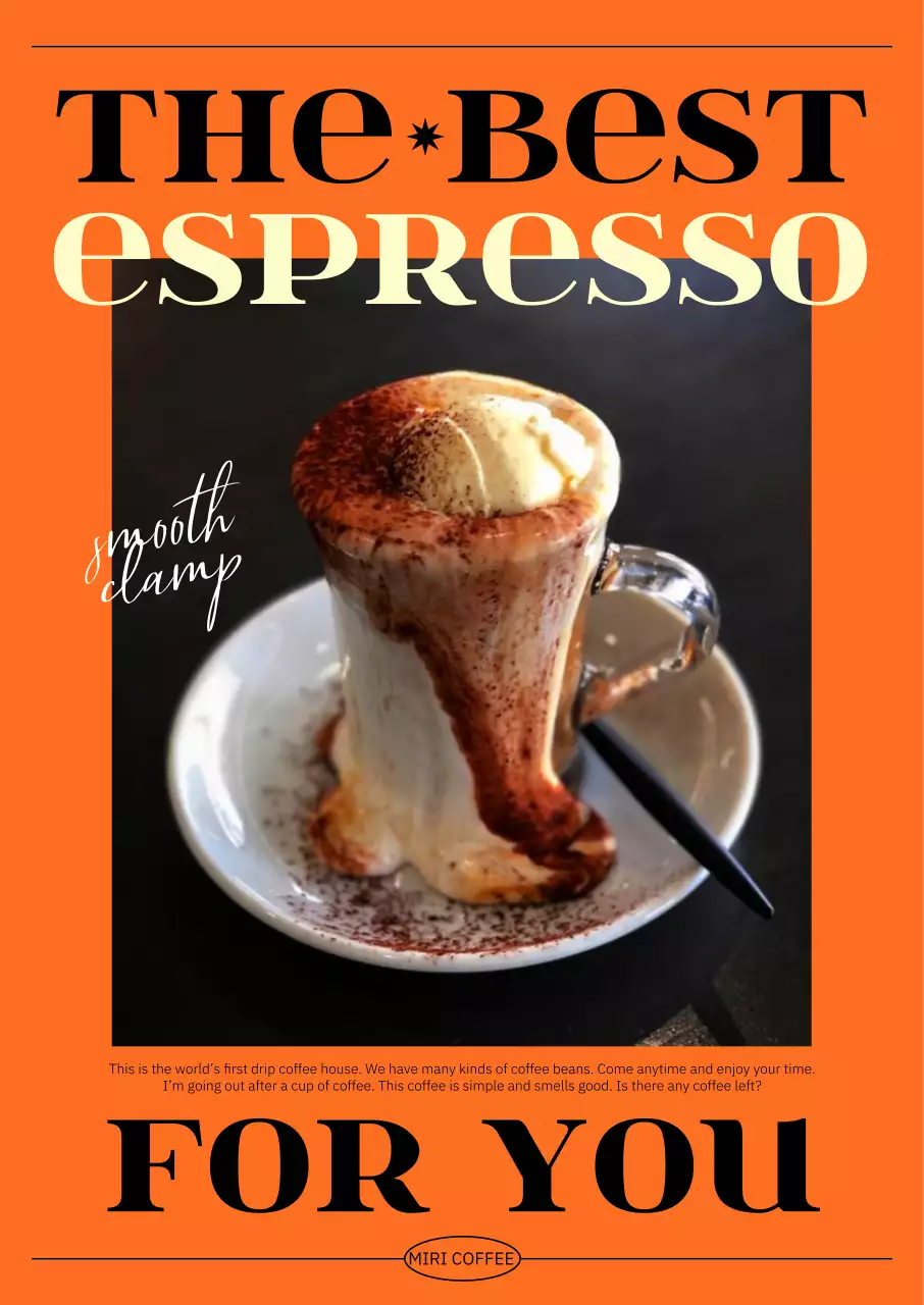 Nội thất quán cà phê sang trọng với phông chữ đen sạch sẽ trên nền màu cam