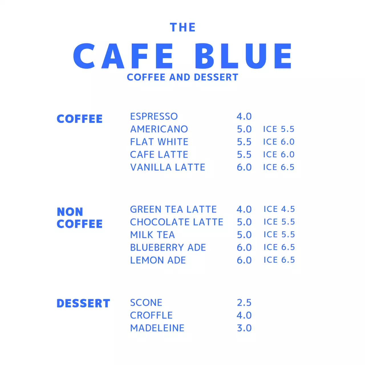 Dudukan akrilik papan menu kafe sederhana berwarna biru untuk kafe