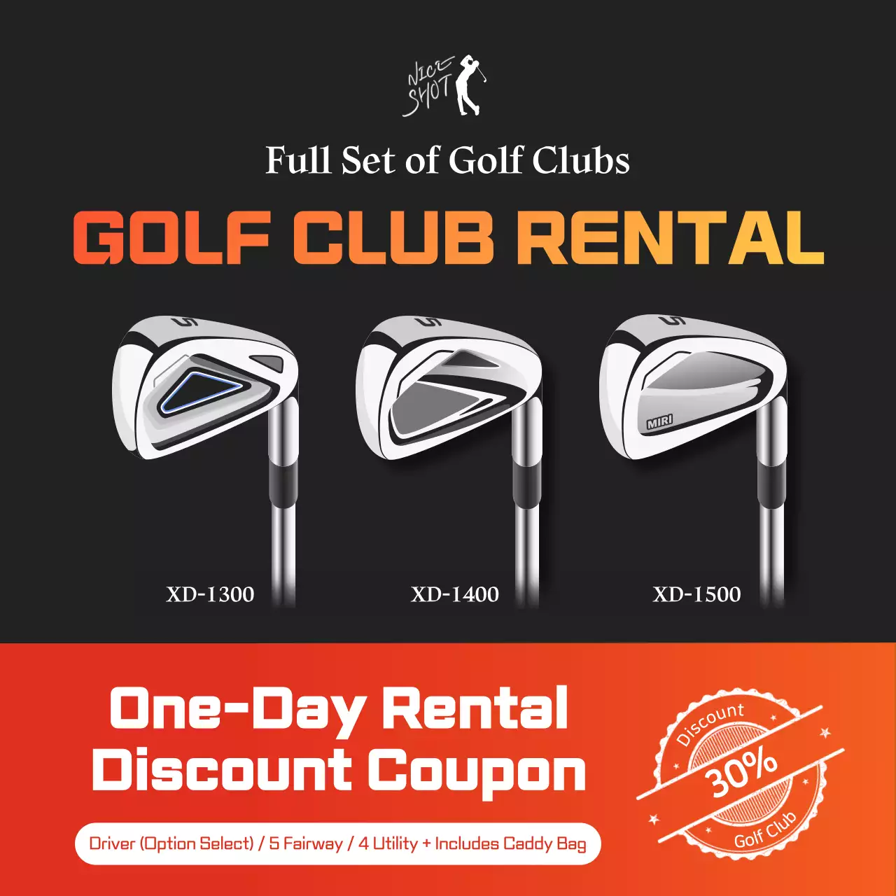Orange Modern Golf Promotion Instagram Post