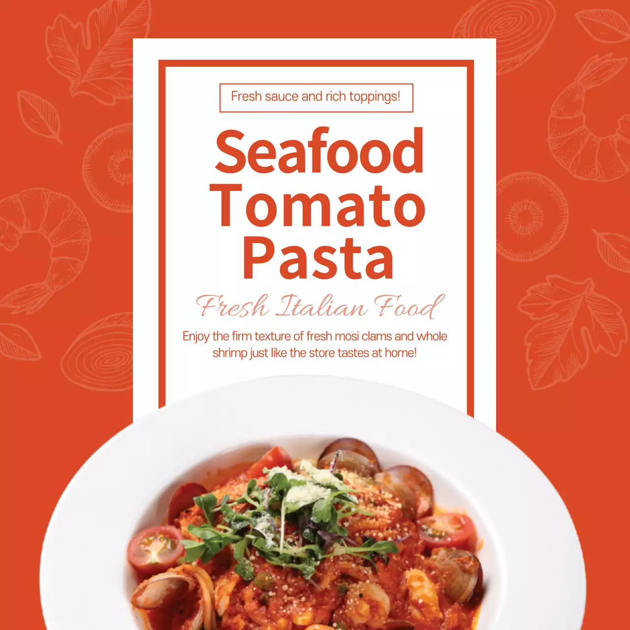 Orange Modern Pasta Promotion Social Media Post