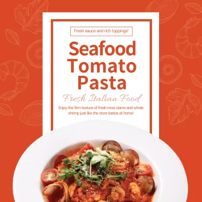 Orange Modern Pasta Promotion Social Media Post