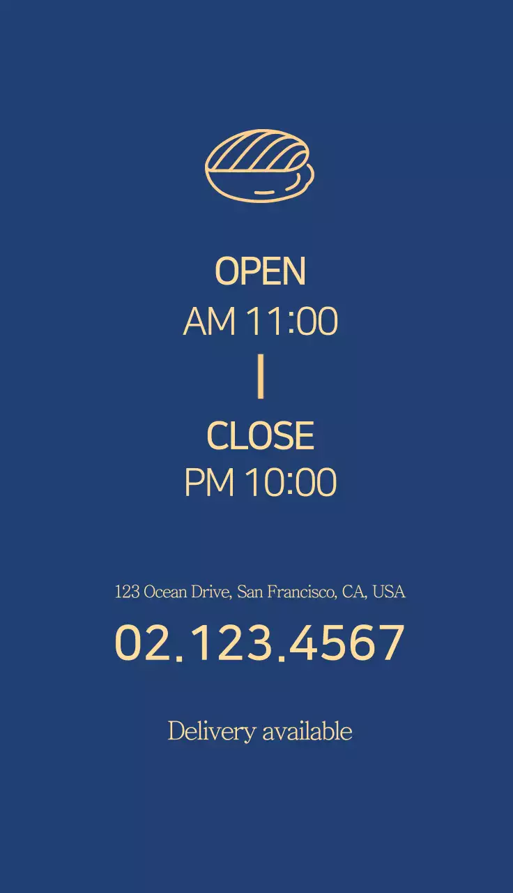 Cartão de visita promocional de sushi minimalista azul