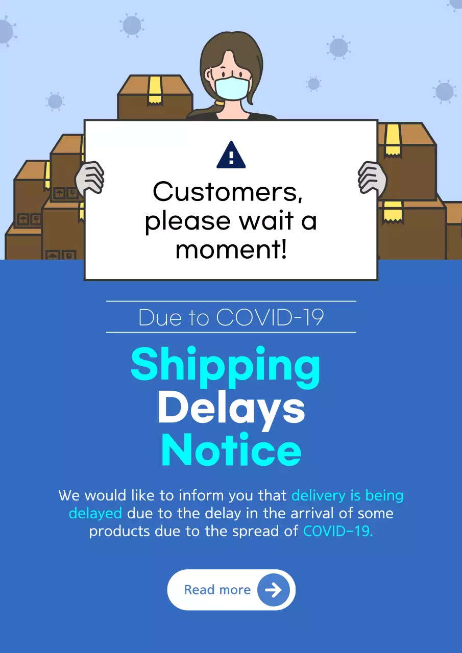 Blue Minimal Shipping Notice Poster