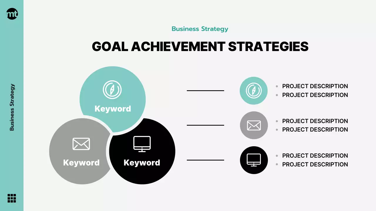 Mint and gray modern corporate collateral, company vision statement, celebration, presentation theme