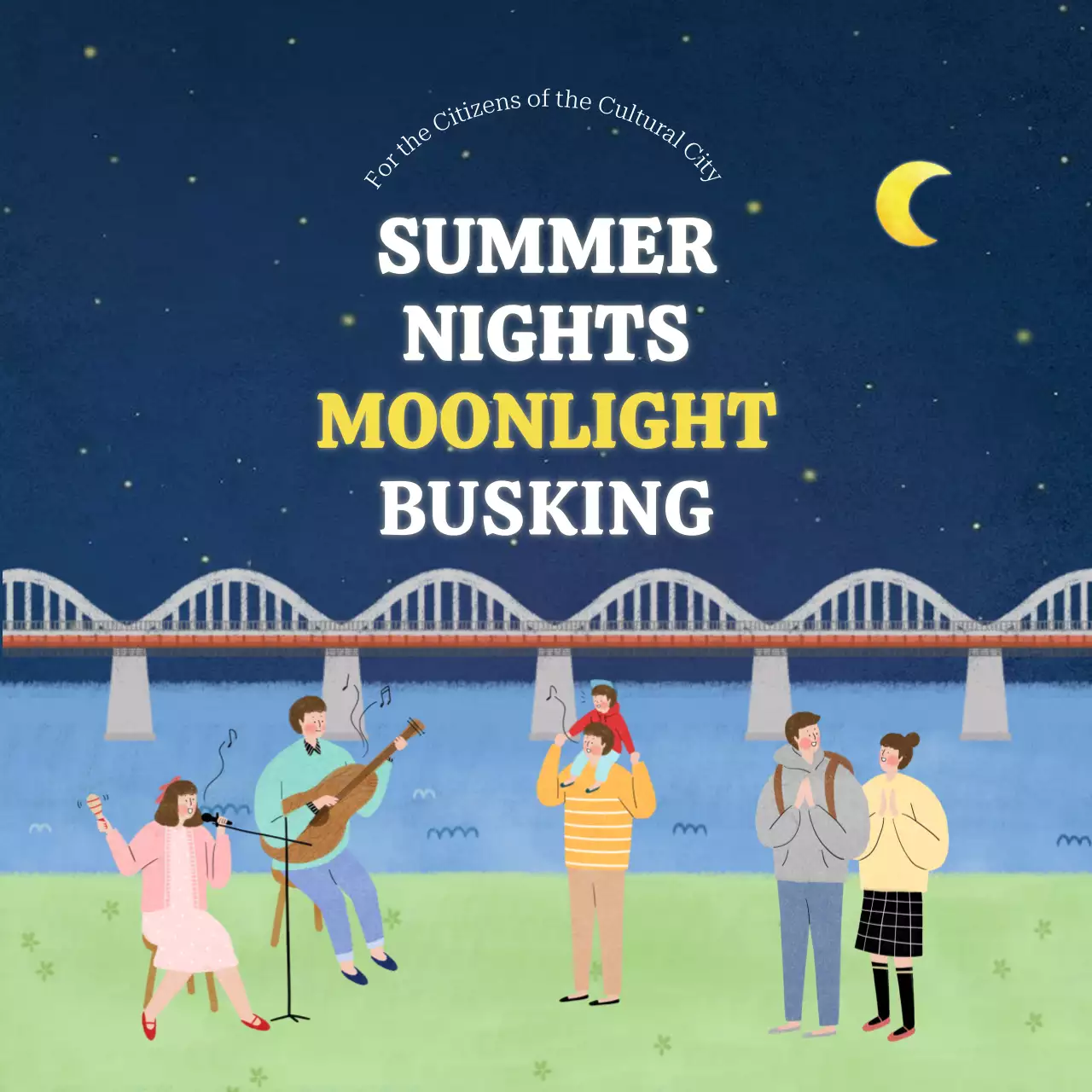 Navy Retro Music Event Social Media Post