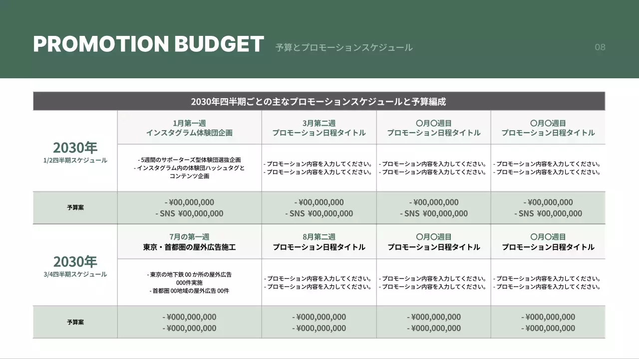 緑 モダン コスメティック 企画書 プレゼンテーション