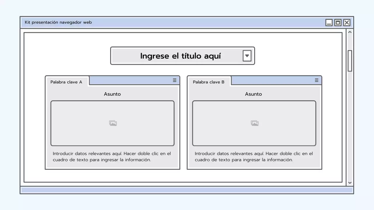 Kit de presentación con un concepto de navegador azul claro