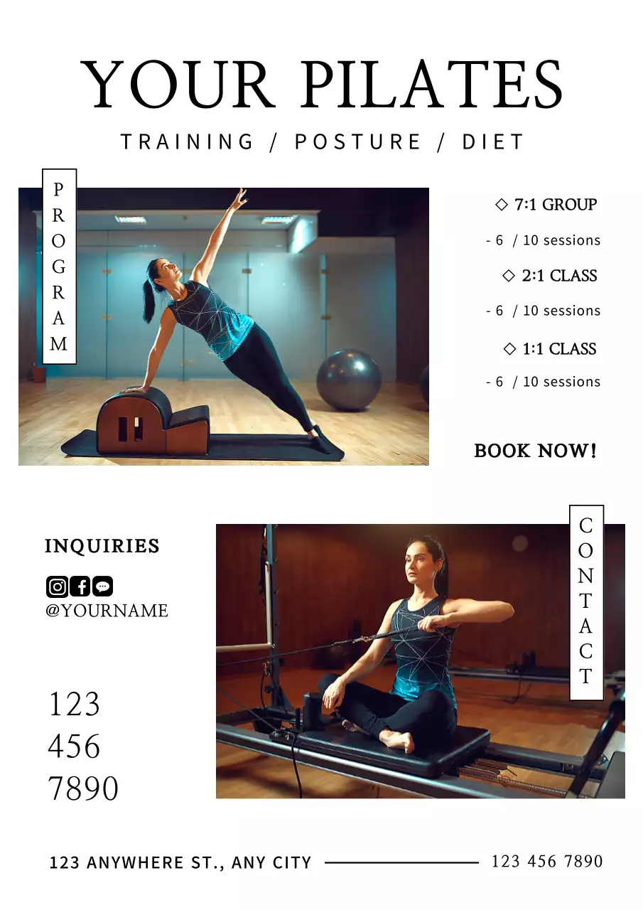 White Modern Pilates Promotion Poster