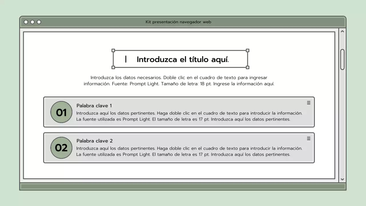 Kit de presentación con un concepto de navegador azul claro