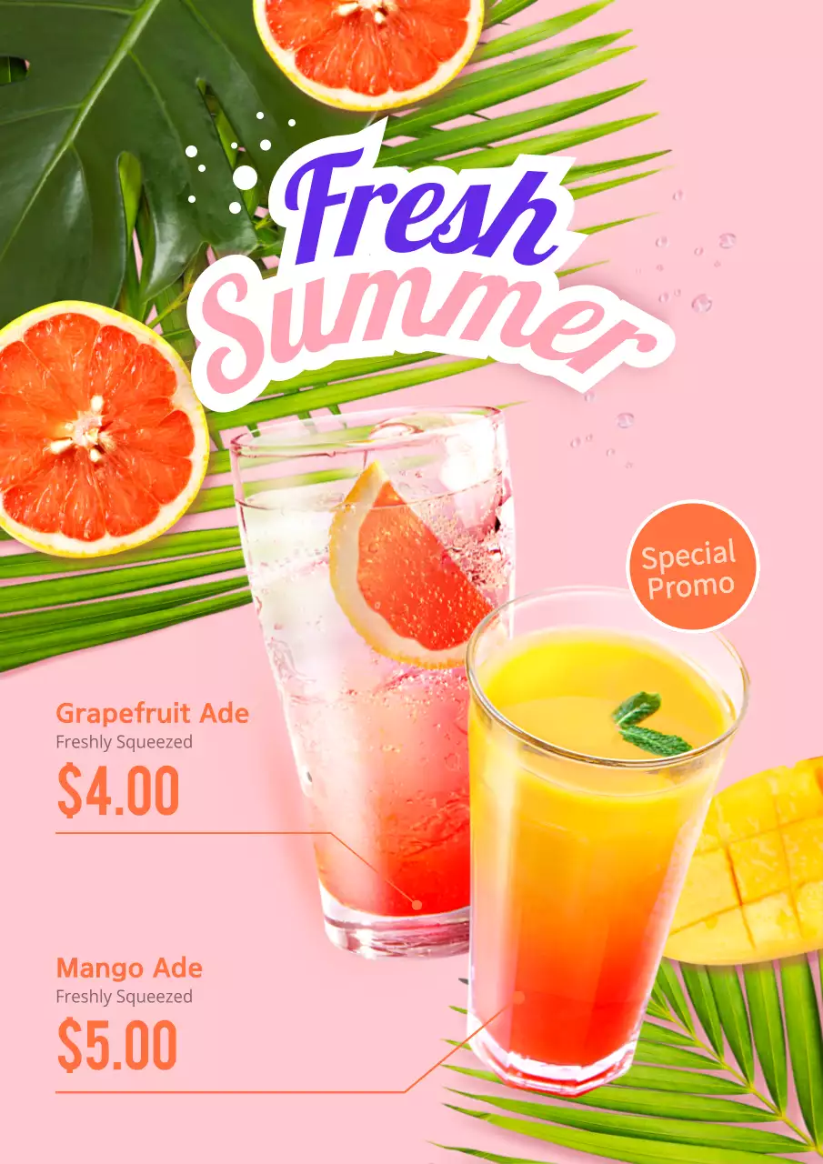 Pink Tropical Drinks Promotion Poster