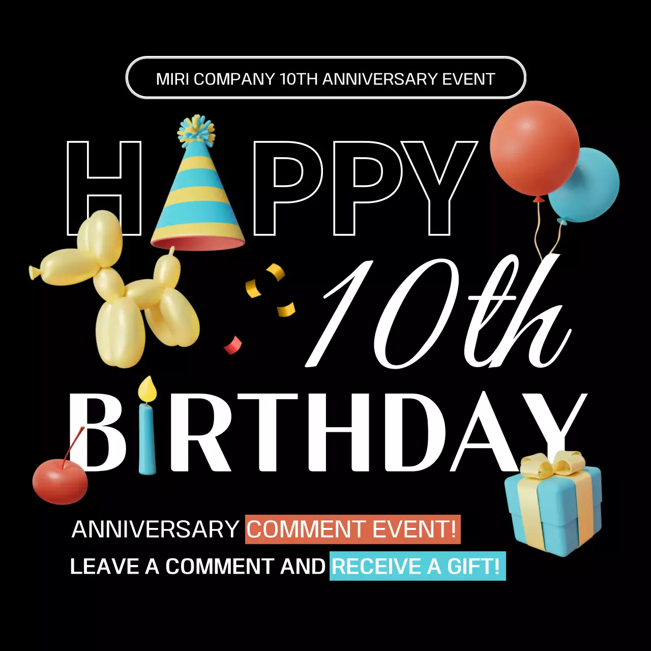 Black Modern Birthday Promotion Social Media Post