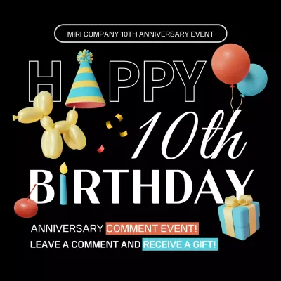 Black Modern Birthday Promotion Social Media Post