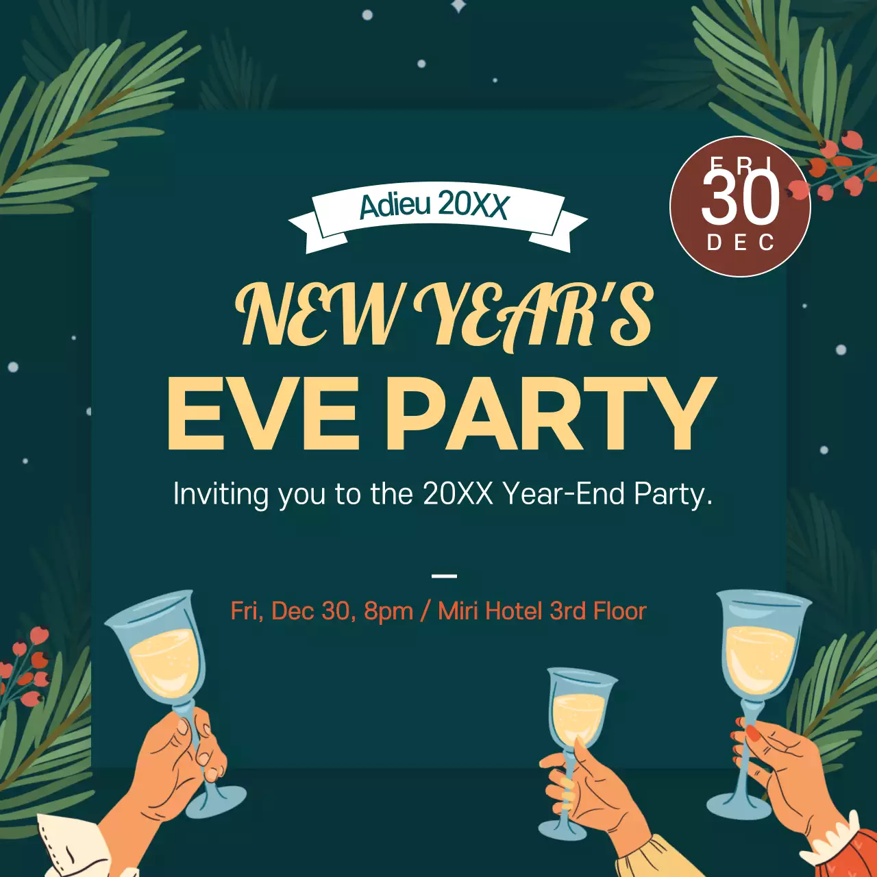Green Festive Party Invitation Instagram Post