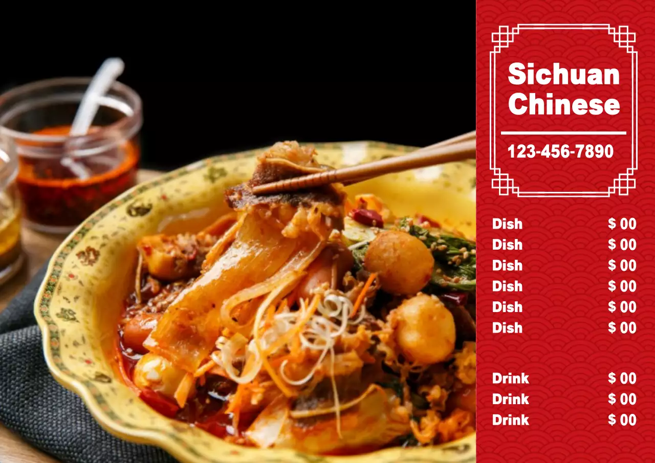 Red Traditional Chinese Menu Poster