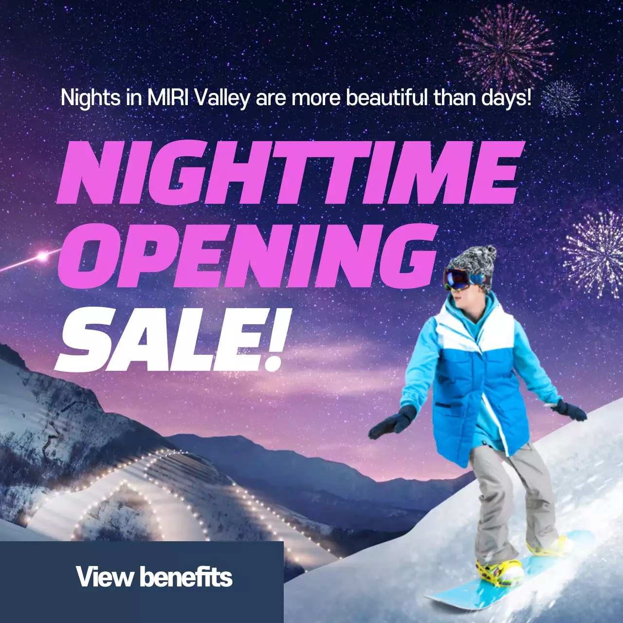 Purple Trendy Snowboarding Promotion Instagram Post