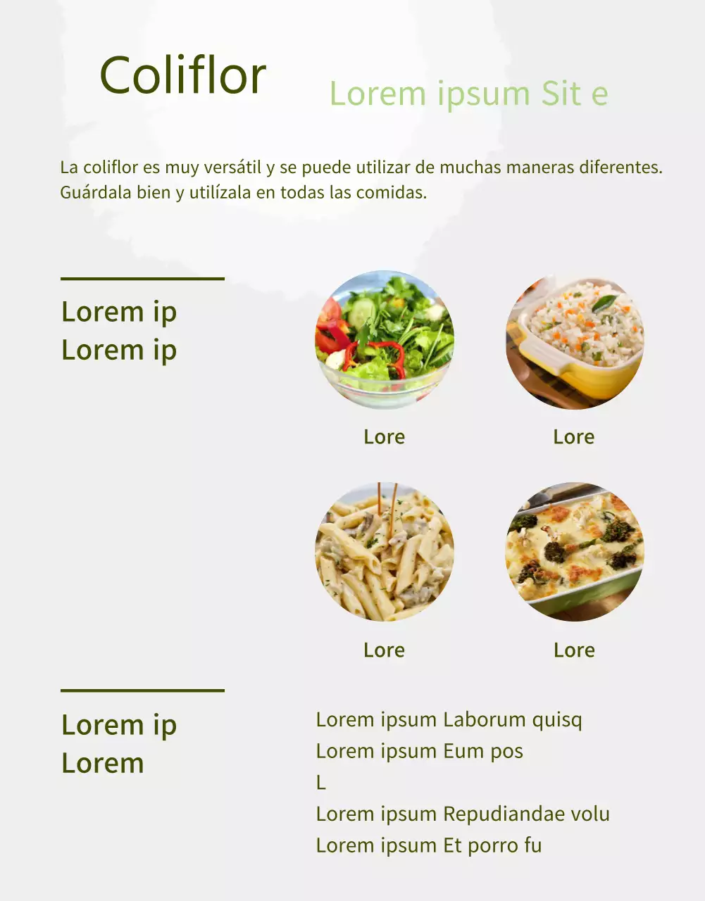 Descripción del producto de la granja de coliflores con un ligero toque de acuarela verde