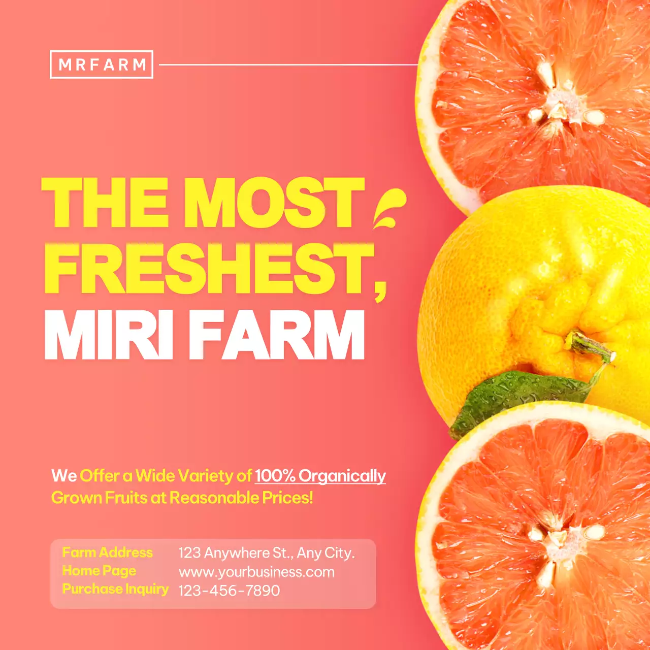 Coral Modern Fruit Promotion Instagram Post