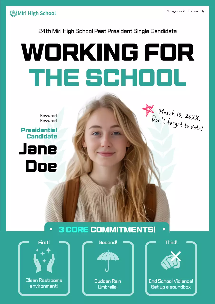 Teal Modern School Election Promotion Poster
