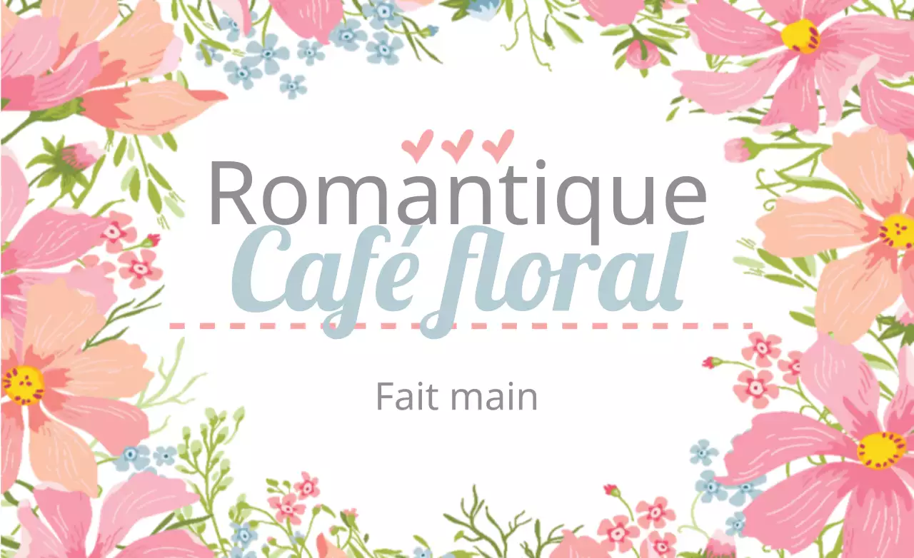 Promouvoir un café floral romantique avec des illustrations de fleurs roses