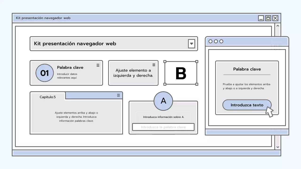 Kit de presentación con un concepto de navegador azul claro