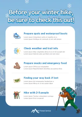 Blue Minimal Hiking Checklist Poster