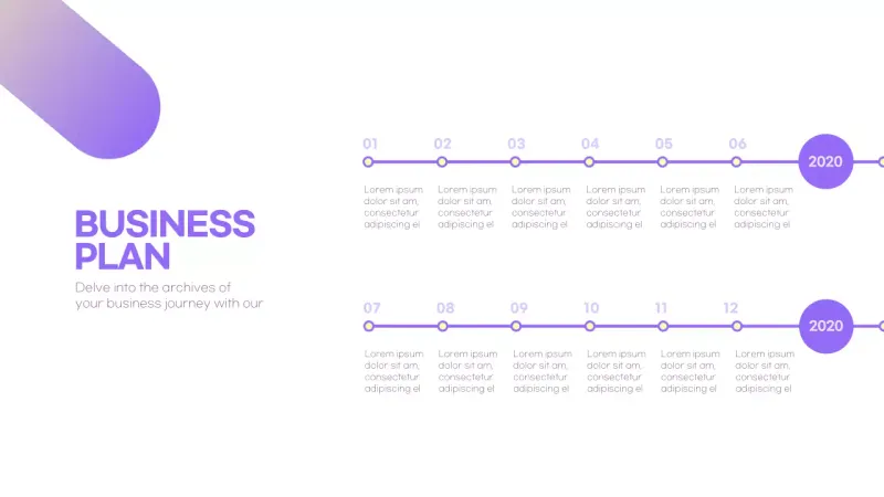 Clean timeline with purple gradients