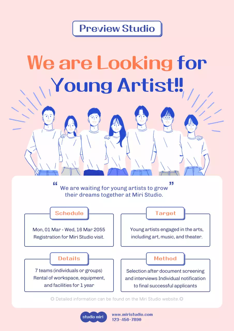 Pink Modern Artist Recruitment Poster