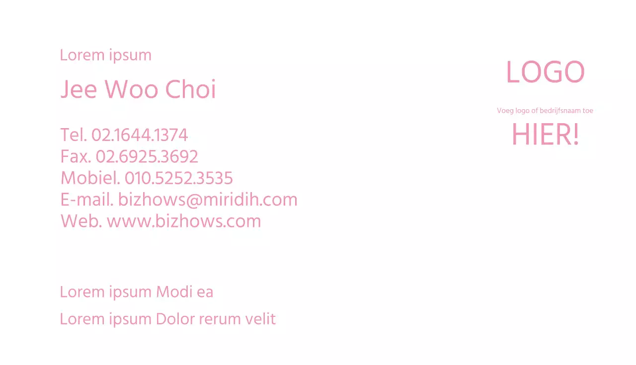 Standaard visitekaartje