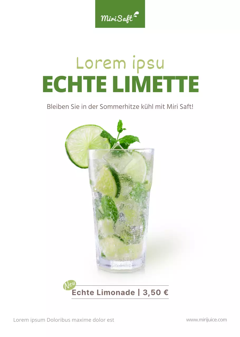 Bewerben Sie Sommergetränke in einem klaren, limettengrünen Stil