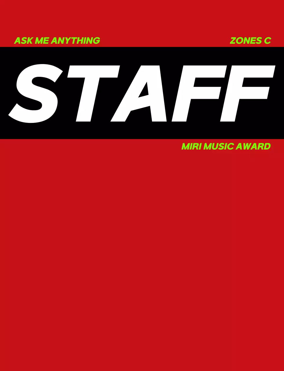 Music Awards Concert Staff Vest with black white fluorescent green symbol logo