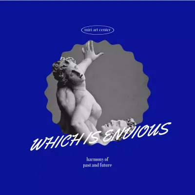 Desain keren untuk mempromosikan pameran dengan foto dan tulisan tangan yang terlihat seakan-akan ditulis dengan panci ajaib.