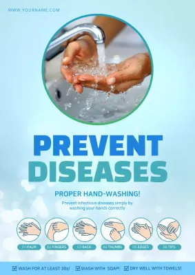 Blue Modern Hygiene Guide Poster