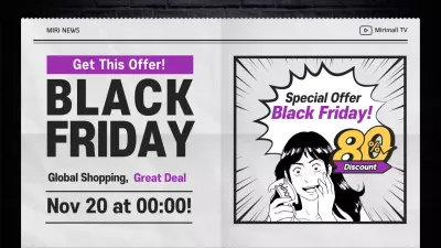 Black newspaper-themed shopping mall sale event