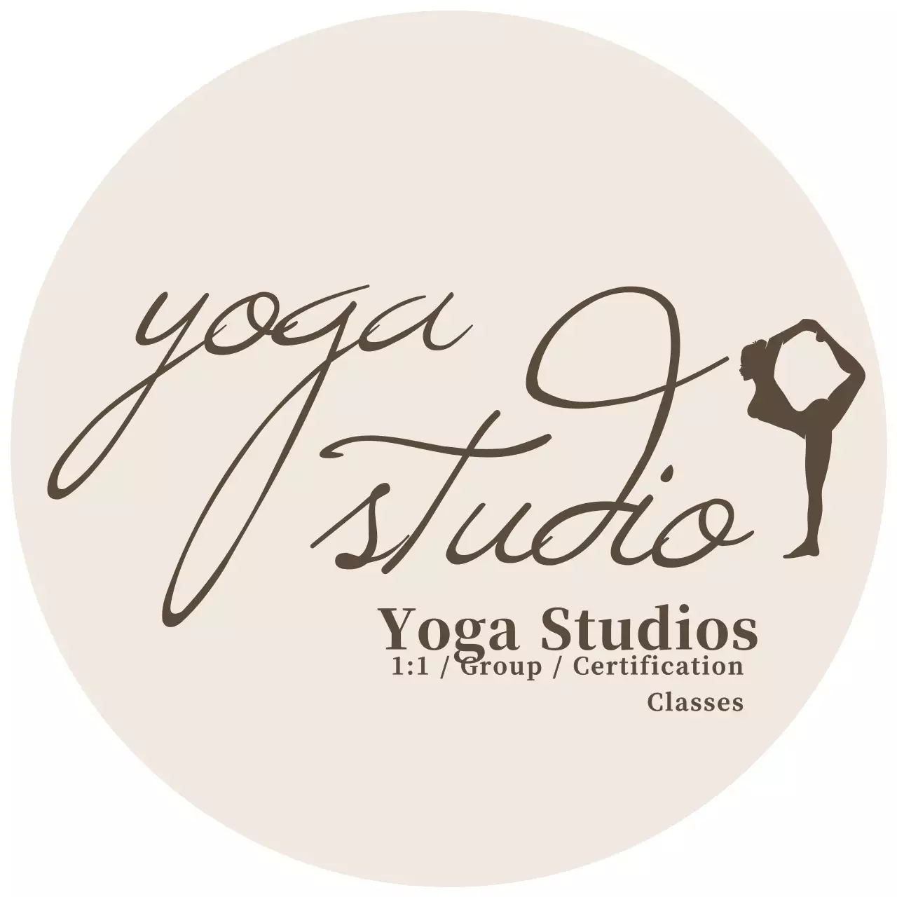 Tas ramah lingkungan promosi studio yoga berwarna krem yang sederhana