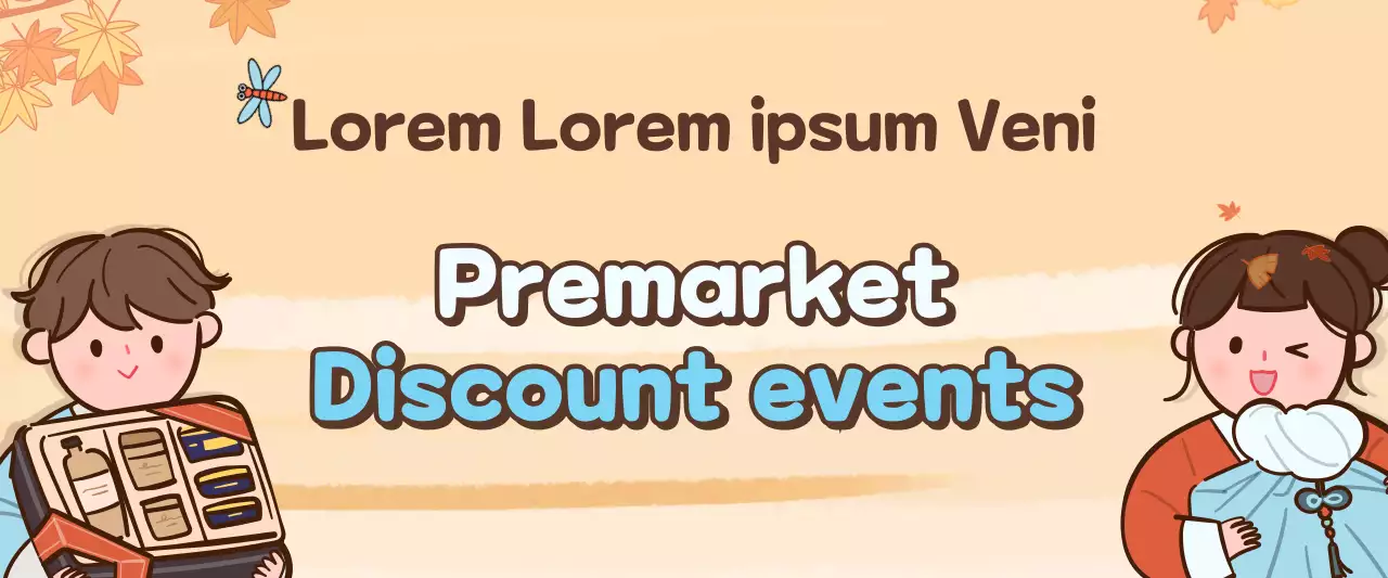 Beige Cartoon Discount Promotion Banner