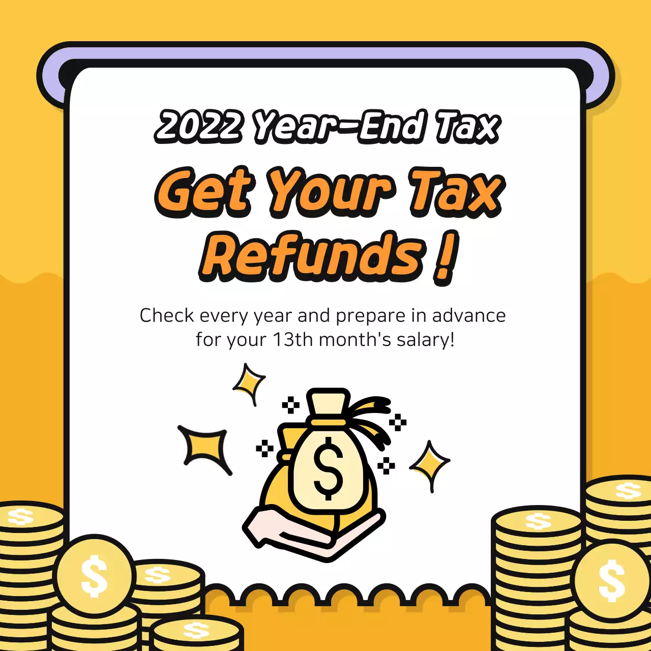 Receipt-like yellow background year-end settlement cardnews